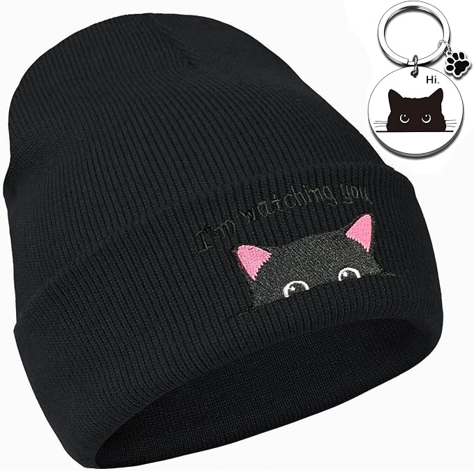 Women’s Cat Beanie, Cute Animal Knitted Hats Cat Lovers Gifts, Funny Christmas by Unknown