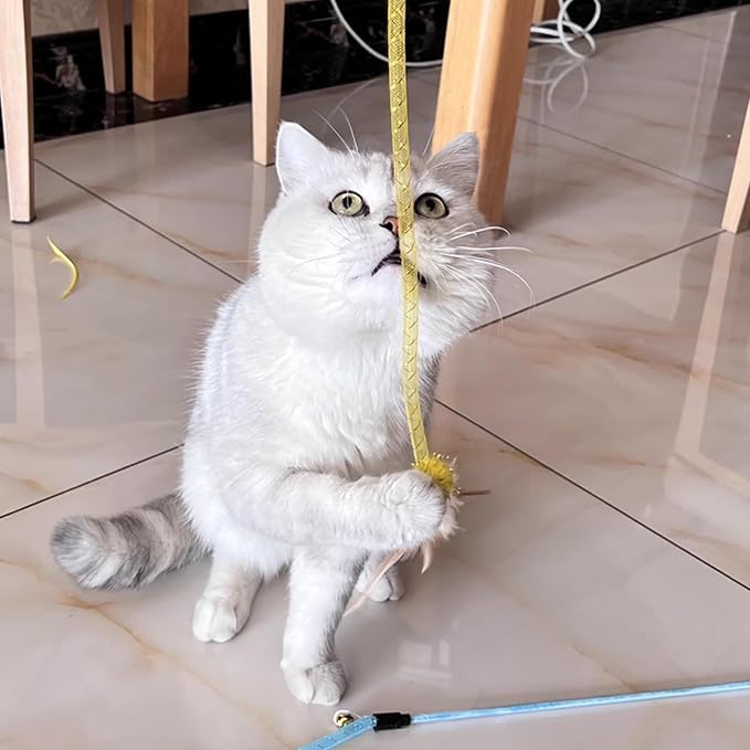 IUHKBH Cat Wands, 3 Colors Mesh Tube Teaser Toys Cute Kitten Wand Interactive - Image 5