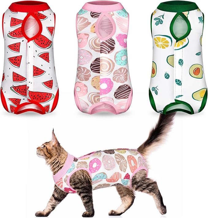 Nuanchu 3 Pieces Cat Recovery Suit Kitten Recovery Suit E-Collar Alternative by Nuanchu