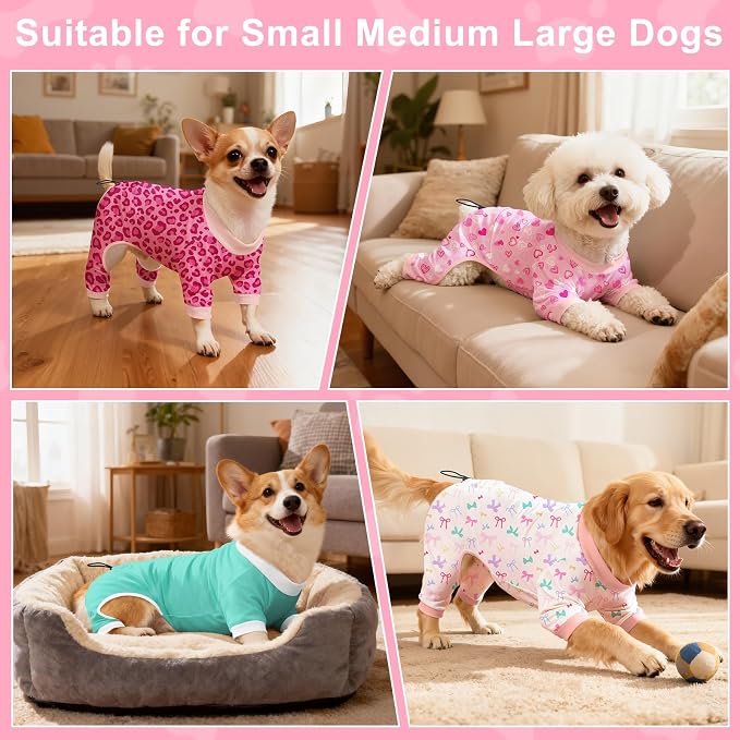 Bienbee Dog Pajamas, 4 Pack Dog Recovery Suit Shedding Suit Cute Soft Puppy - Image 3