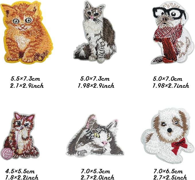 Woohome 16 PCS Cat and Dog Iron On Patches Assorted Cute Kitten Mini Cats Sew - Image 3