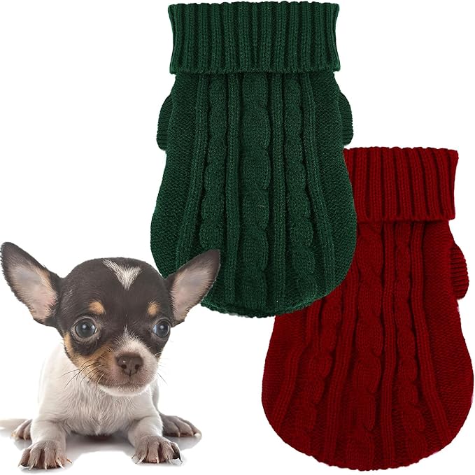 2 Pack Dog Sweaters for Small Dogs, Chihuahua Yorkie Sweater, Puppy Clothes by Kallfirscutie