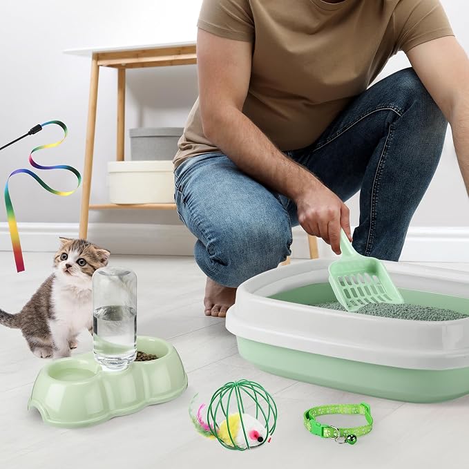 7 Pcs Small Cat Kitten Starter Kit Cat Litter Box - Image 7