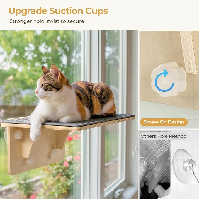 Pecute 2-in-1 Large Cat Window Perch & Wall Shelves, Cat Hammock Window - Image 7