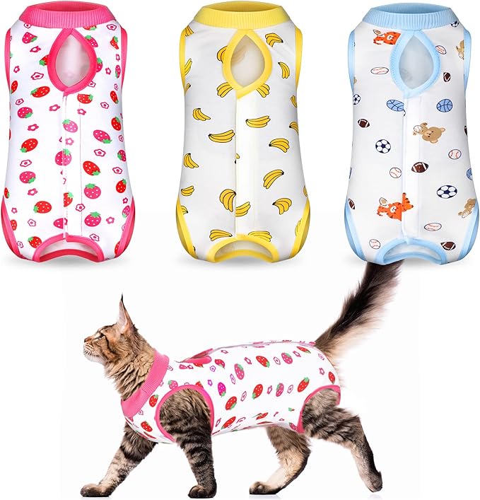 Nuanchu 3 Pieces Cat Recovery Suit Kitten Recovery Suit E-Collar Alternative by Nuanchu