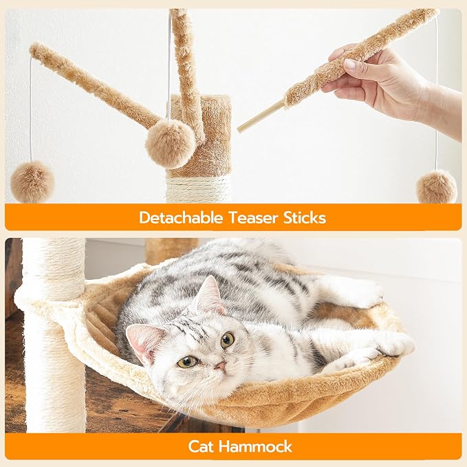 HOOBRO Cat Tree with Litter Box Enclosure, Scratching Posts, Litter Box - Image 7