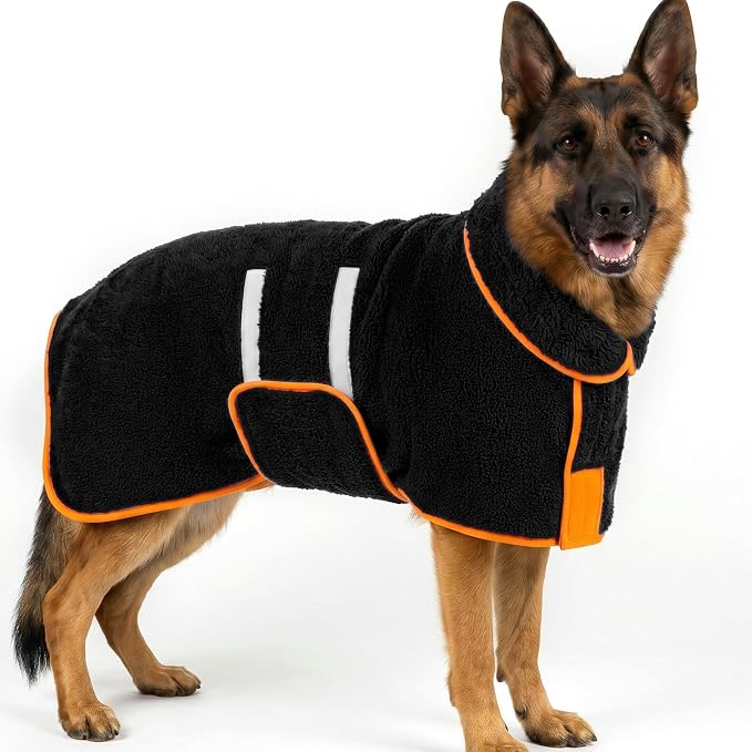 Bienbee Dog Bathrobe, Super Absorbent for Small to Large Dogs, Black 2XL by Bienbee