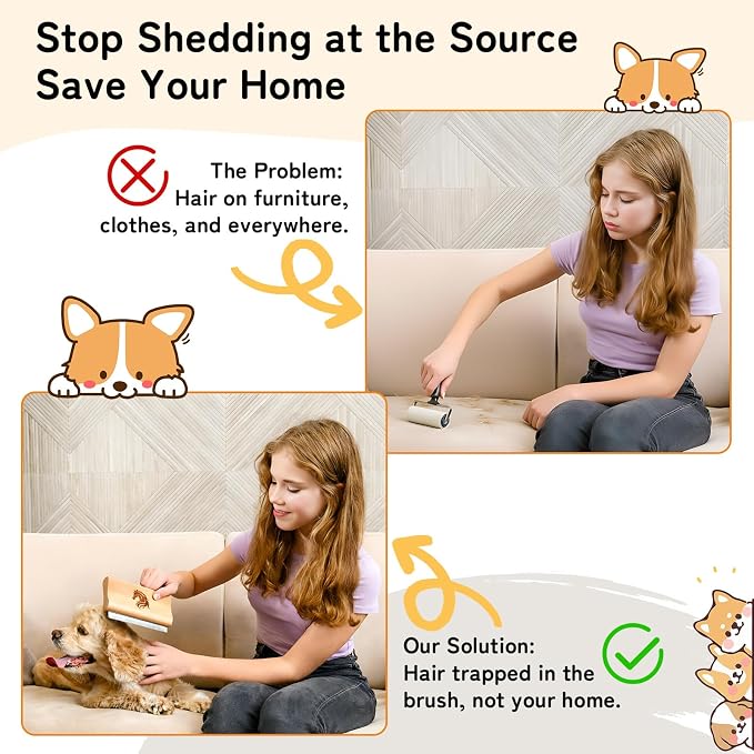 Deshedding Grooming Tool for Horses, Cats & Dogs Ergonomic Design Wooden Groom - Image 3