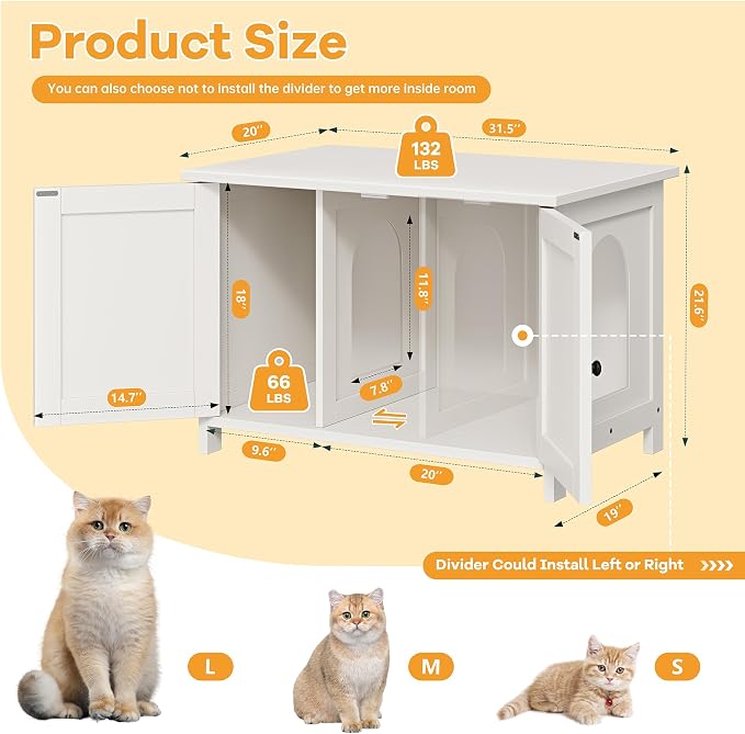 Shintenchi Cat Littler Box Enclosure, Litter Box Furniture Hidden - Image 2
