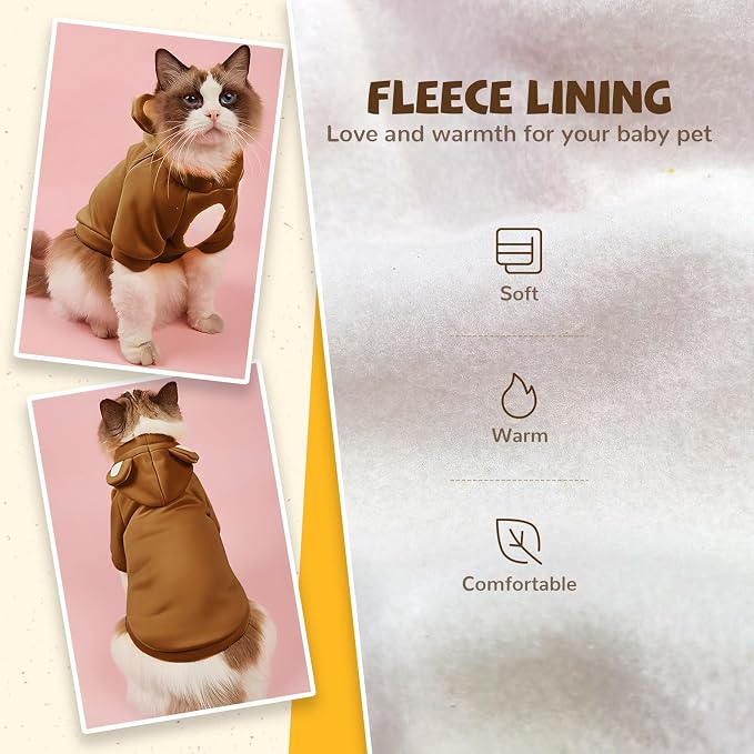 Small Dog Hoodie Soft Warm Fleece Fall Winter Dog Clothes Cute Puppy Sweaters - Image 3