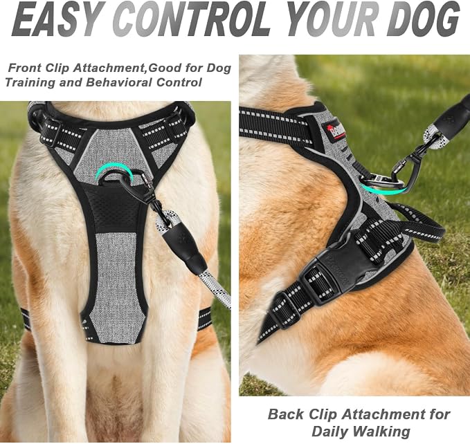 BARKBAY No Pull Dog Harness Front Clip Heavy Duty Reflective Easy Control Handle - Image 2