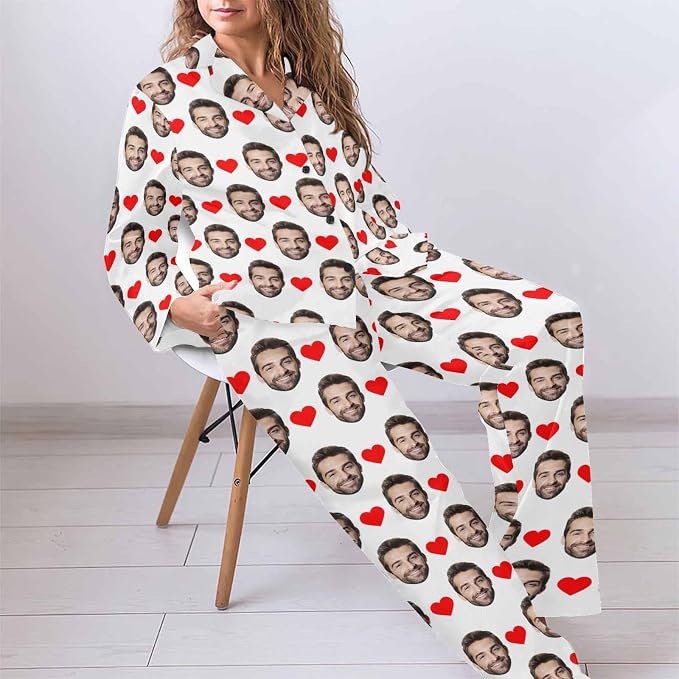 MyPupSocks Custom Face Pajamas for Women Set, Personalized Photo Long Sleepwear - Image 5