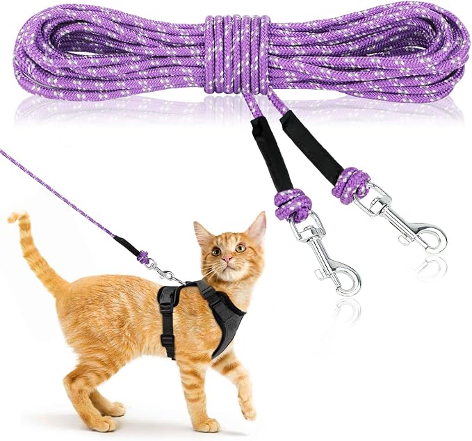 Rypet Reflective Cat Long Leash - 15 FT Escape Proof Walking Leads Yard Long by RYPET