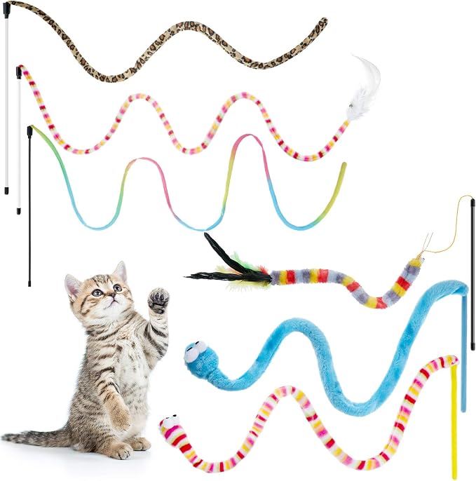 6 Pieces Cat Toys Interactive Cat Wand Toys by Sumind