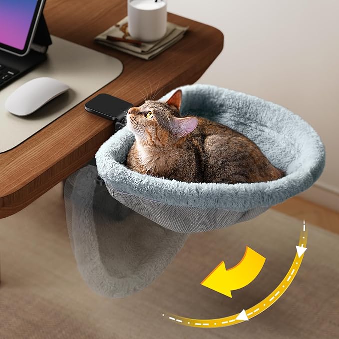 Cat Desk Bed - One-Click Folding, Sunken Design & Space-Saving Semi-Circular by JUNSPOW