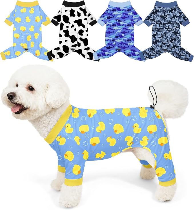 Bienbee Dog Pajamas, 4 Pack Dog Recovery Suit Shedding Suit Cute Soft Puppy by Bienbee