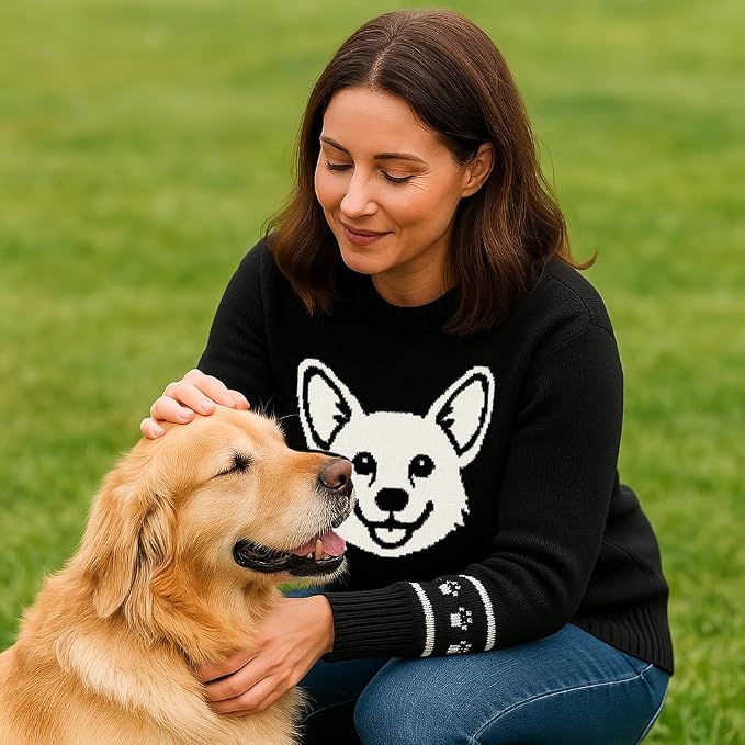 Custom Dog Knit Sweater for Women Personalized Pet Paw Print Pullover Dog Mom - Image 6