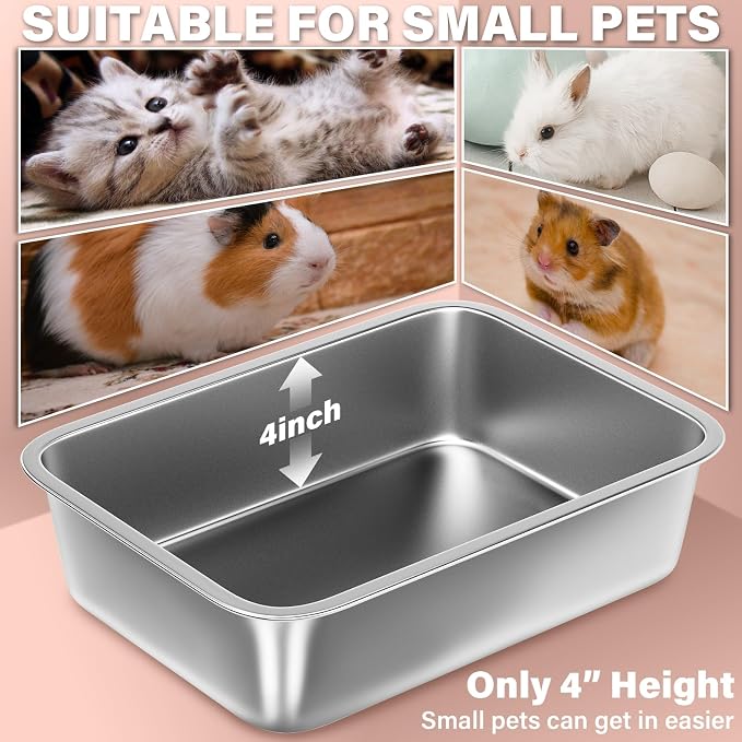 Stainless Steel Litter Box for Kitten, 15.7"×11.8"×4" Small Litter Box for - Image 2