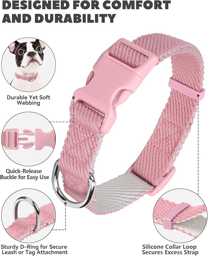 Dynmeow AirTag Cat Collar Holder, Hot-Pink & Soft Cotton Pet Collar Bundle - Image 4