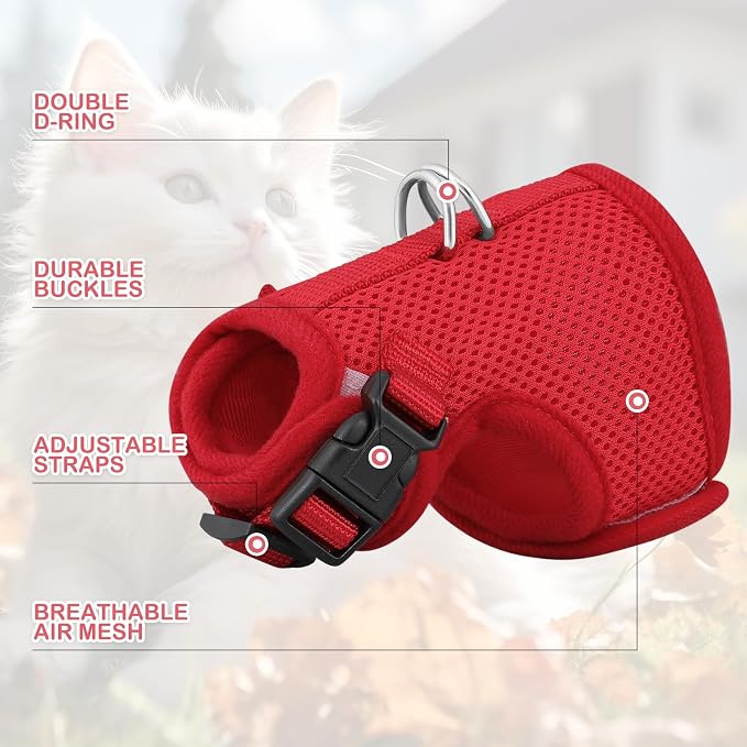 MoNiBloom Soft Cat Harness for Walking Escape Proof and Travel, Kitten - Image 4