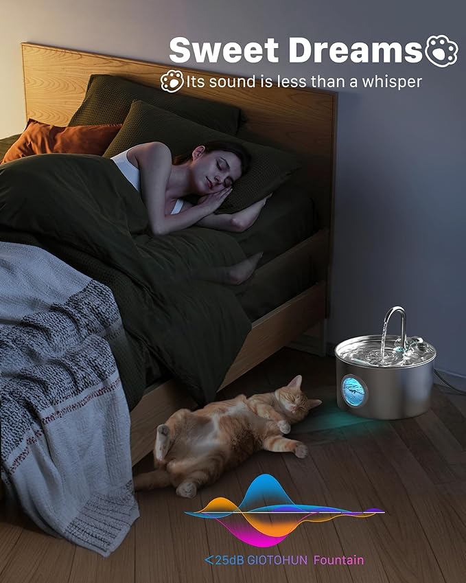 Cat Water Fountain Stainless Steel: 74oz/2.2L Cat Fountain - Image 5
