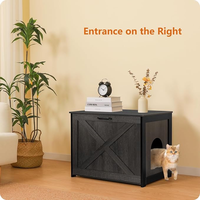 Dwanton Cat Litter Box Furniture Hidden, Cat Litter Box Enclosure, Reversible - Image 2