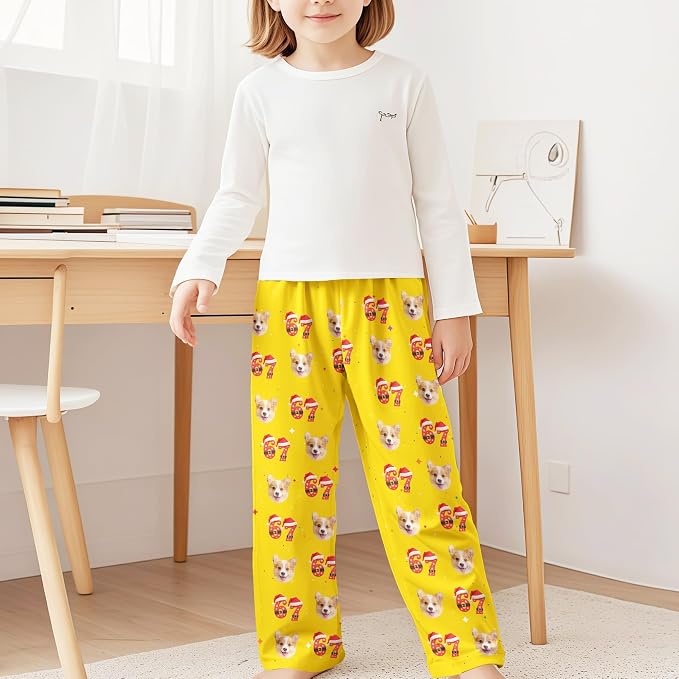 Custom Pajama Pants for Women Men, Personalized 67 Name Photo PJ Family Six - Image 5