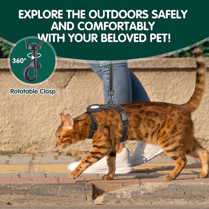 BINGPET Cat Harness with Airtag Holder, Cat Harness and Leash Set Escape Proof - Image 6