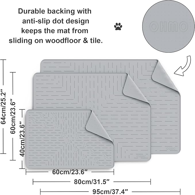 OHMO Cat Litter Mat XXL Trapping Mat Premium Silicone Rubber 37.5x25.2 Ash Grey - Image 4