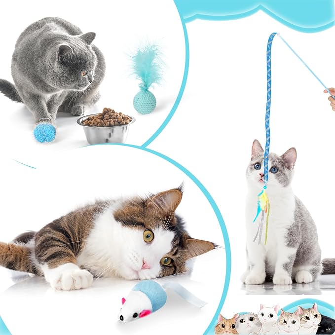24 Pcs Cat Toys Set Interactive Kitten Toys Pack Including Collapsible Play - Image 5