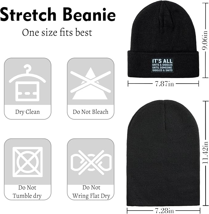 Funny Beanies Warm Knit Hats Fall Winter Black Hip Pop Knit Hat Cap - Image 6