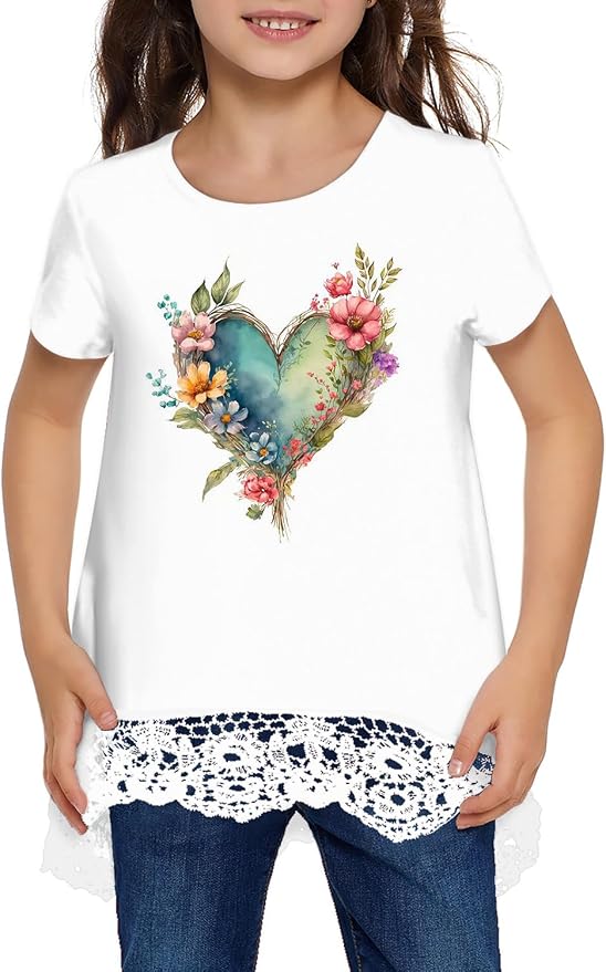 storeofbaby Girls Casual Tunic Tops Short Sleeve Loose Soft Blouse T-Shirt - Image 3