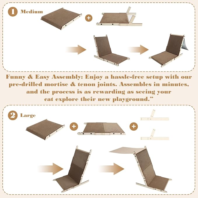 Modern Cardboard Cat Scratcher for Indoor Cats, Anti-Tip Wooden Frame Cat - Image 9