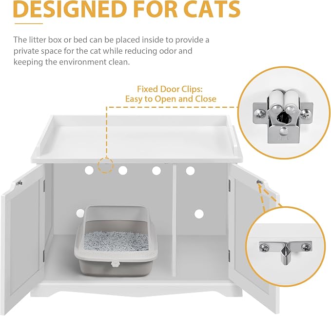 Yaheetech Cat Litter Box Enclosure, Hidden Litter Furniture, Cat Washroom - Image 4