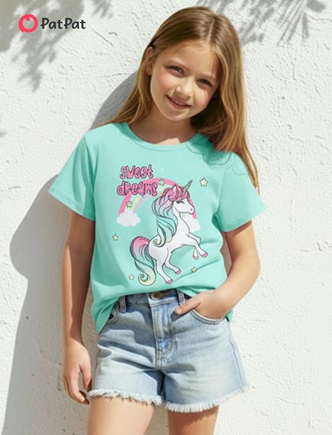PATPAT Girls Crewneck Short Sleeve Graphic Tees Animal Print Shirts Cute Summer - Image 2