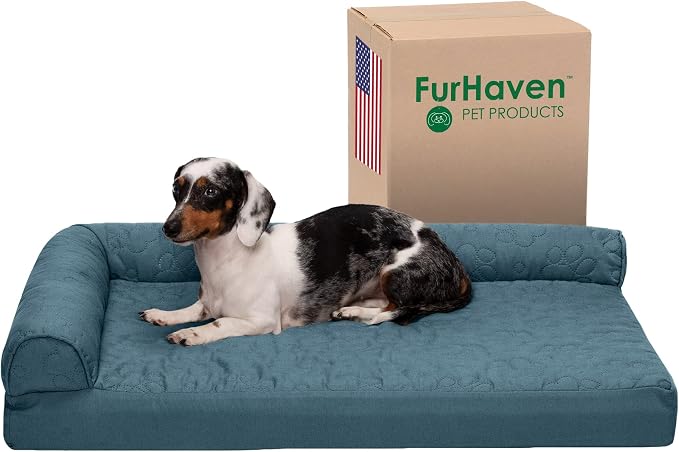 Furhaven Cooling Gel Dog Bed for Medium/Small Dogs w/ Removable Bolsters & by FurHaven