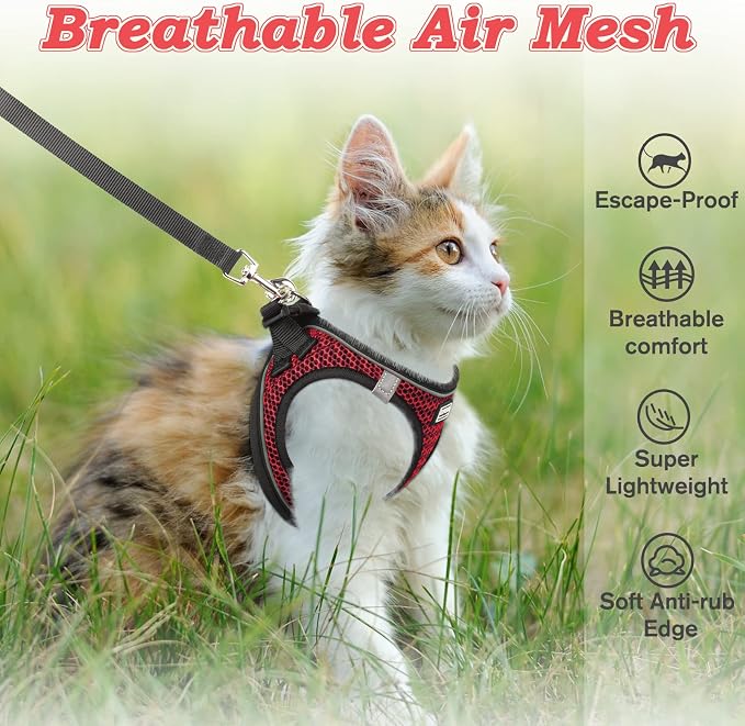 Cat Harness and Leash for Walking Escape Proof, Adjustable Kitten Vest Harness - Image 3