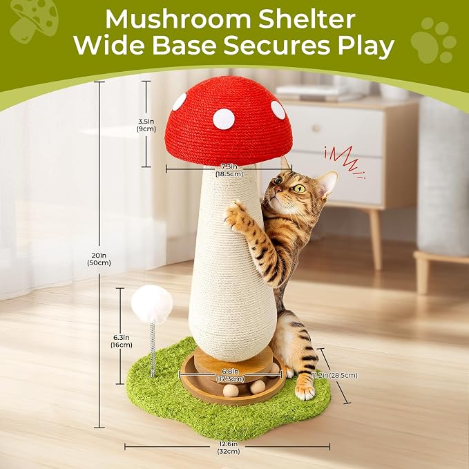 Cat Scratching Post, Mushroom Cat Scratcher - Image 2