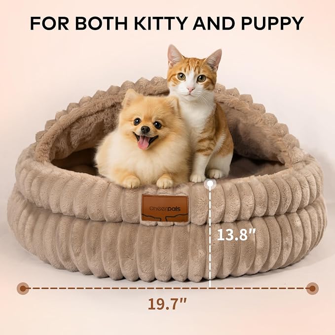 CHEERPALS Cat Cave Bed for Indoor Cats, Washable Covered Cat Bed Hooded Kitty - Image 5