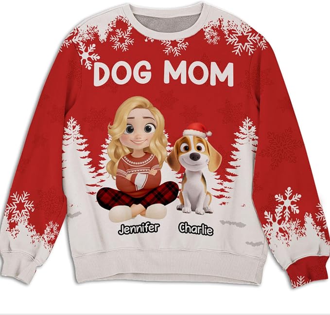 Wrappiness A Girl And Her Dog Christmas Sweatshirt by Wrappiness
