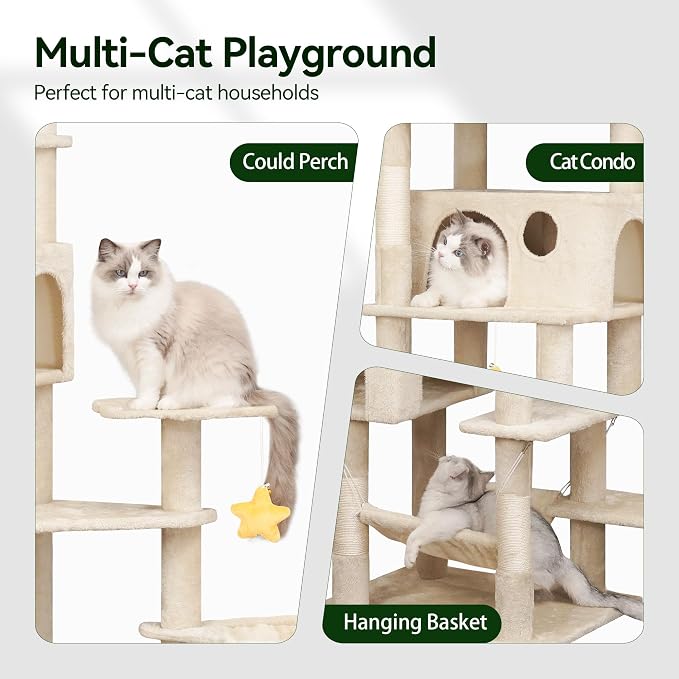 79inch Heavy Duty Cat Tree for Indoor Cats Large Adult, Tall Giant Cat Tower - Image 5