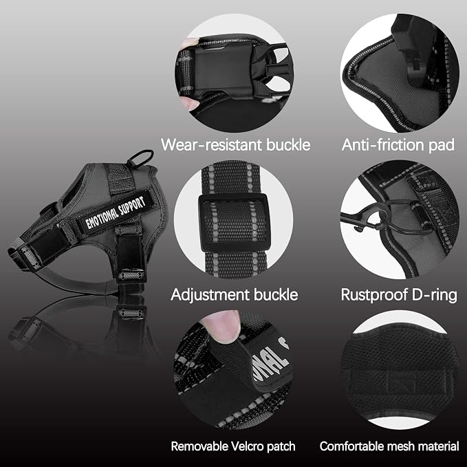voopet Service Dog Harness, Emotional Support Pet Vest Harness, Reflective - Image 3