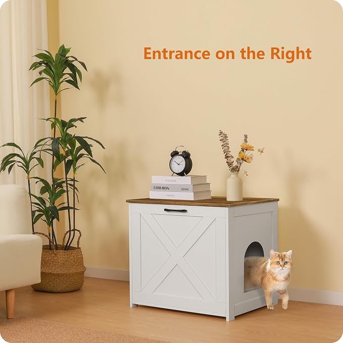 Dwanton Cat Litter Box Furniture Hidden, Cat Litter Box Enclosure, Reversible - Image 2