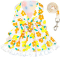 Dog Harness Dress Leash Set for Small Dog Summer Clothes Girl Female Puppy Cats by ABRRLO