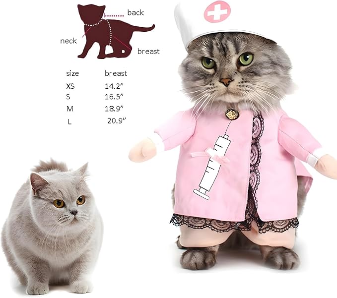 NACOCO Dog Cat Nurse Costume Pet Nurse Clothing Halloween Jeans Outfit Apparel - Image 3