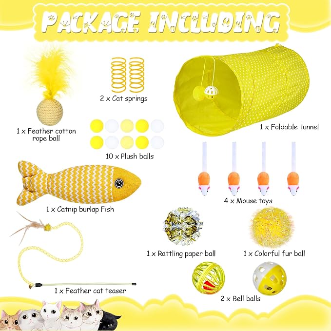 24 Pcs Cat Toys Set Interactive Kitten Toys Pack Including Collapsible Play - Image 3