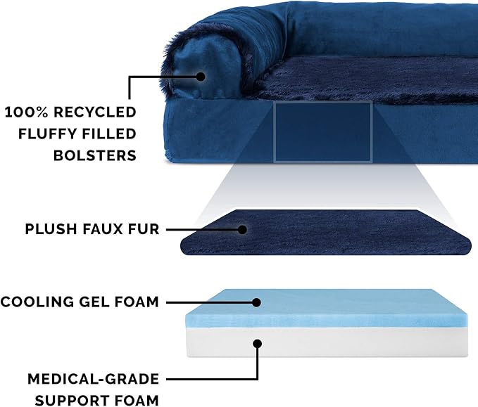 Furhaven Cooling Gel Dog Bed for Large Dogs w/ Removable Bolsters & Washable - Image 3