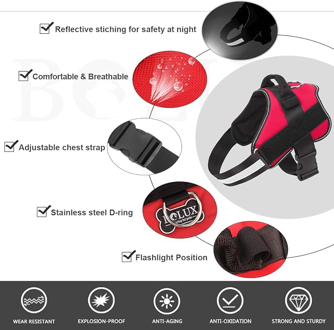 Bolux Dog Harness, No-Pull Reflective Dog Vest, Breathable Adjustable Pet - Image 2