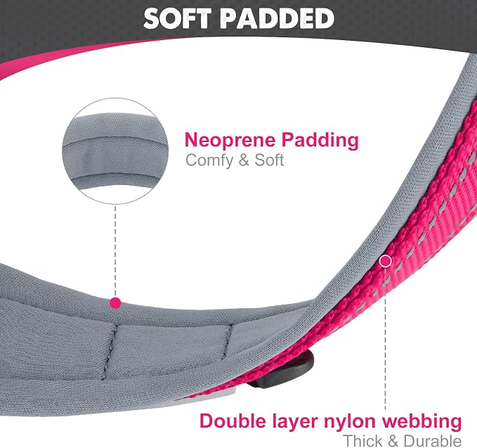 Joytale Dog Collar for Small Dogs, Neoprene Padded and Adjustable, Reflective - Image 2