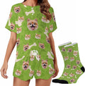 Custom Short Pajamas Set with Face Photo Women‘s Sleepwear Tee Personalized PJ by Jaydouble
